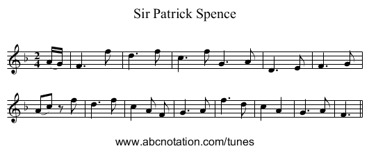 Sir Patrick Spence - staff notation