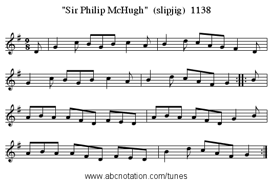 Sir Philip McHugh  (slipjig)  1138 - staff notation