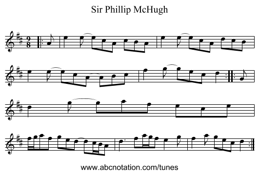 Sir Phillip McHugh - staff notation