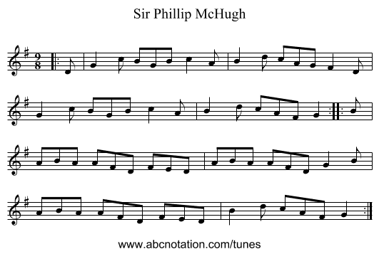 Sir Phillip McHugh - staff notation