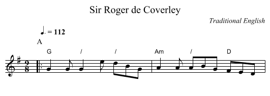 Sir Roger de Coverley - staff notation