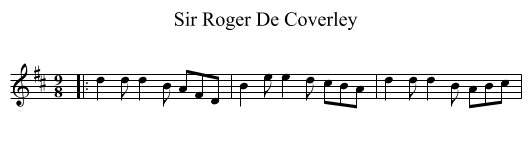 Sir Roger De Coverley - staff notation