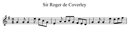 Sir Roger de Coverley - staff notation