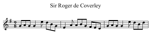 Sir Roger de Coverley - staff notation