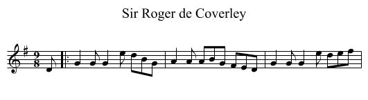 Sir Roger de Coverley - staff notation