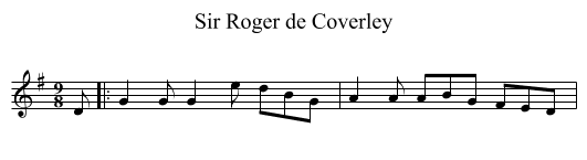 Sir Roger de Coverley - staff notation
