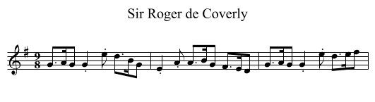 Sir Roger de Coverly - staff notation