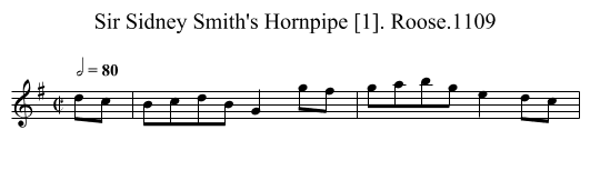 Sir Sidney Smith's Hornpipe [1]. Roose.1109 - staff notation