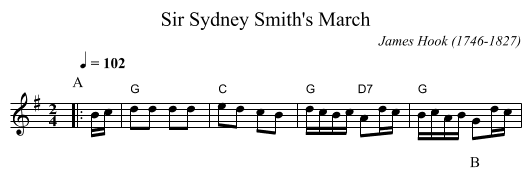 Sir Sydney Smith's March - staff notation