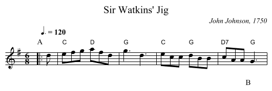 Sir Watkins' Jig - staff notation