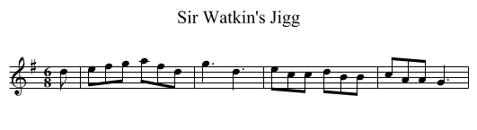 Sir Watkin's Jigg - staff notation