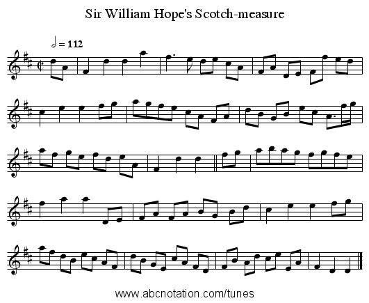 Sir William Hope's Scotch-measure - staff notation