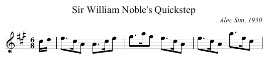 Sir William Noble's Quickstep - staff notation