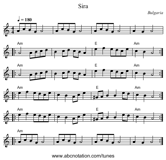 Sira - staff notation