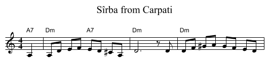 S&icirc;rba from Carpati - staff notation