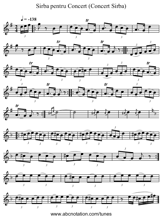 Sirba pentru Concert (Concert Sirba) - staff notation