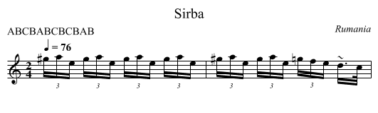 Sirba - staff notation