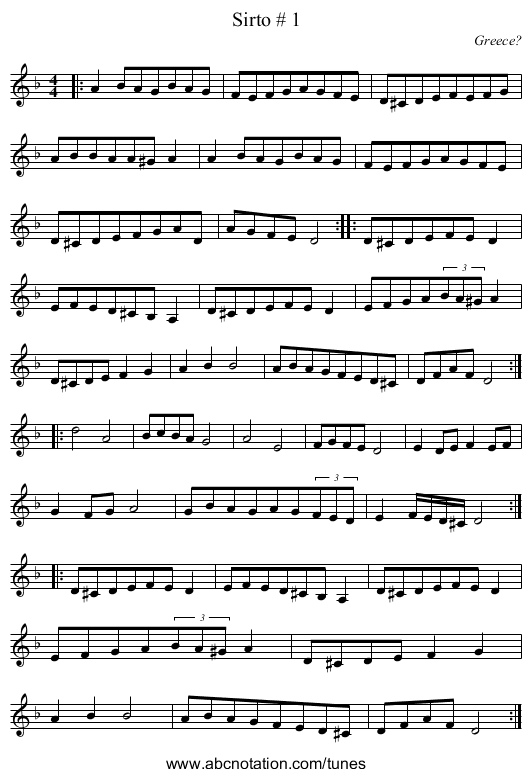 Sirto # 1 - staff notation