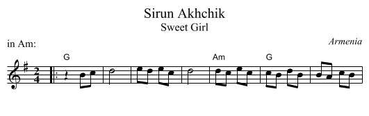Sirun Akhchik - staff notation
