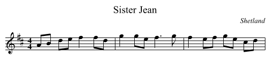 Sister Jean - staff notation