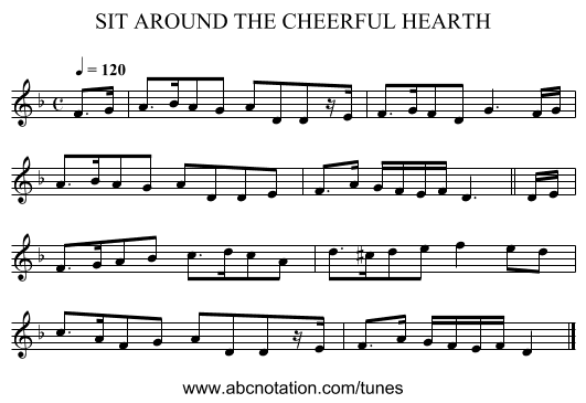 SIT AROUND THE CHEERFUL HEARTH - staff notation