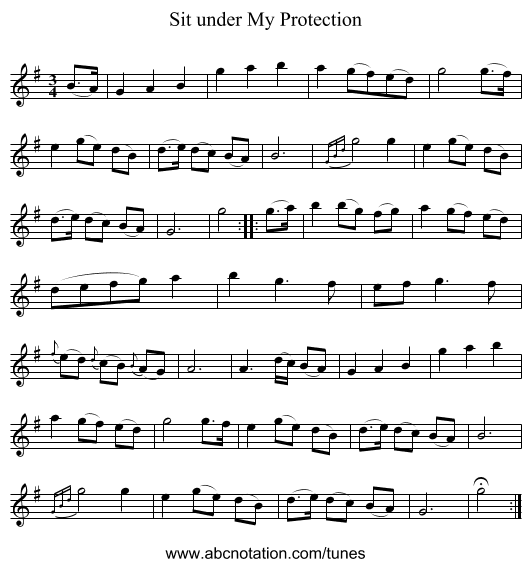 Sit under My Protection - staff notation