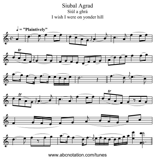 Siubal Agrad - staff notation