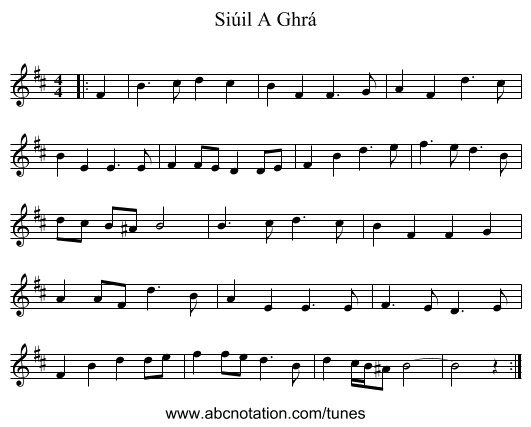 Siúil A Ghrá - staff notation