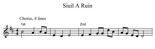 Siuil A Ruin - staff notation