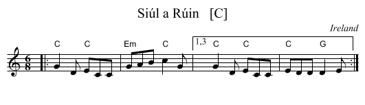 Si&uacute;l a R&uacute;in   [C] - staff notation
