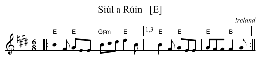 Si&uacute;l a R&uacute;in   [E] - staff notation