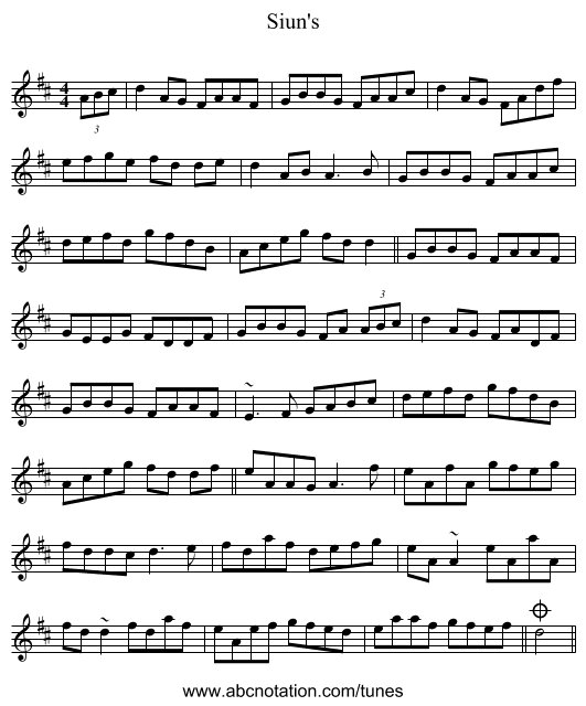 Siun's - staff notation