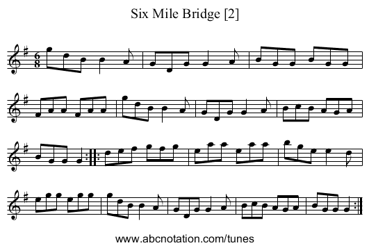Six Mile Bridge [2] - staff notation