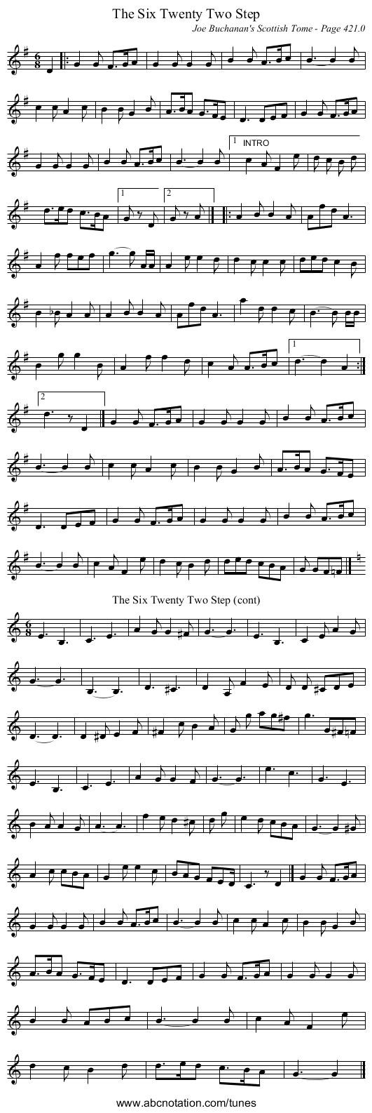 Six Twenty Two Step, The - staff notation