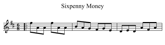 Sixpenny Money - staff notation