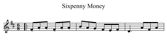 Sixpenny Money - staff notation