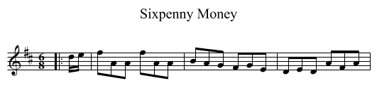 Sixpenny Money - staff notation