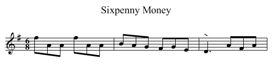 Sixpenny Money - staff notation