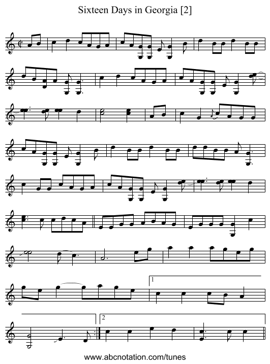 Sixteen Days in Georgia [2] - staff notation