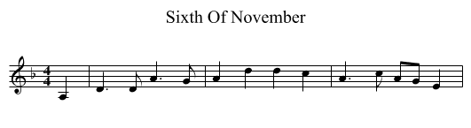 Sixth Of November - staff notation