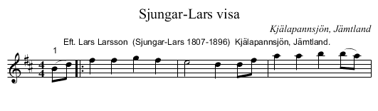 Sjungar-Lars visa - staff notation