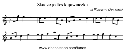 Skadze jedtes kujawiaczku - staff notation