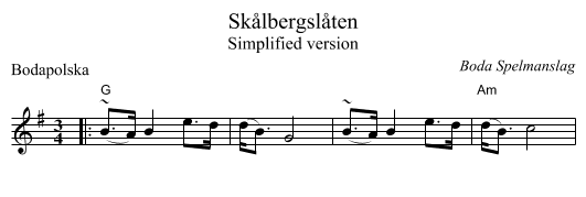 Sk&aring;lbergsl&aring;ten - staff notation