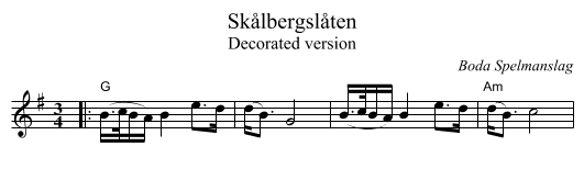 Sk&aring;lbergsl&aring;ten - staff notation