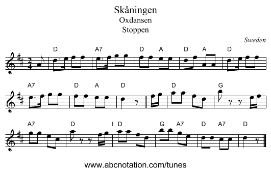 Skåningen - staff notation