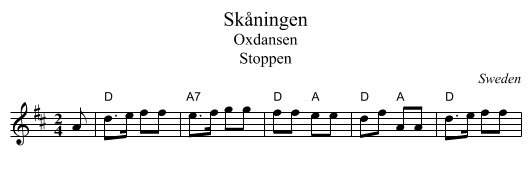 Sk&aring;ningen - staff notation