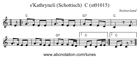 s'Kathryneli (Schottisch)  C (st01015) - staff notation