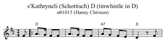s'Kathryneli (Schottisch) D (tinwhistle in D) - staff notation