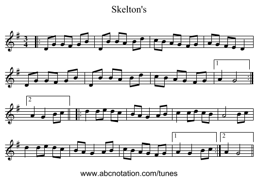 Skelton's - staff notation