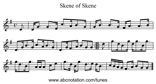 Skene of Skene - staff notation